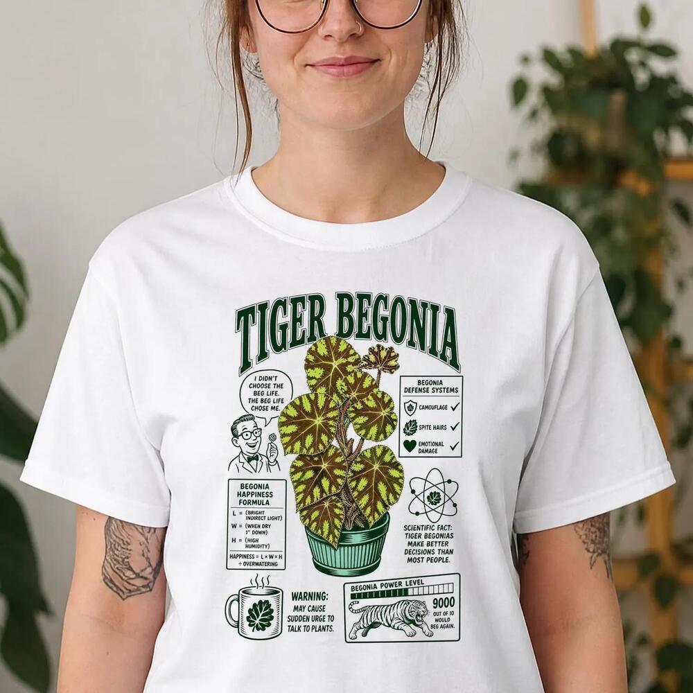 Funny Tiger Begonia Shirt Retro House Plants Gift Sarcastic Tiger